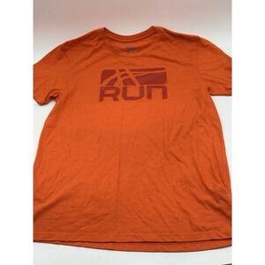 Asics Shirt Mens Large Orange Run Short Sleeve Athletic Polyester Tee‎